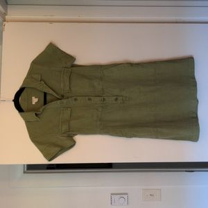 J. CREW Olive Green Military Style Shirt Dress 0